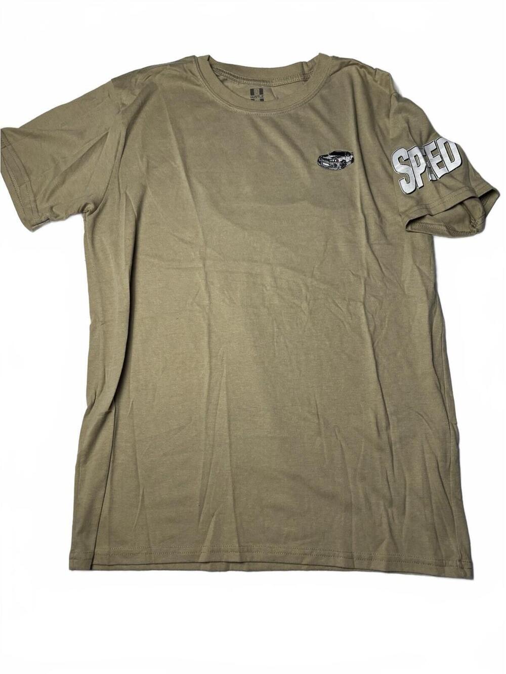 Hustle Life Men's Speed Graphic Khaki T-Shirt Size M